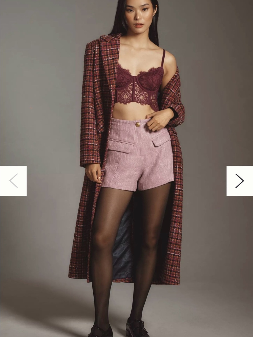 Anthropologie The Giselle Lace Bustier Front Closure Burgundy Lace Bralette L - Picture 4 of 10